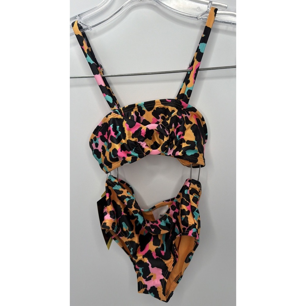 Art Class Girls XS 4-6 Swimsuit 2 Piece Floral Leopard Brand New!